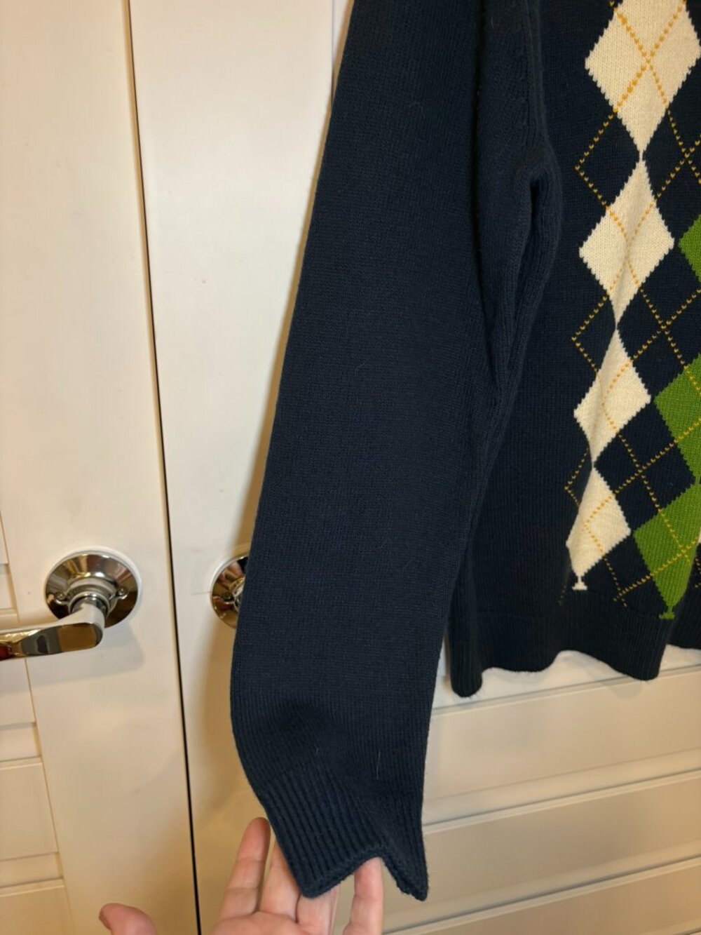 Aeropostale Men's Collegiate Argyle V-Neck Sweater Navy Green Preppy Y2K Medium - Picture 8 of 10